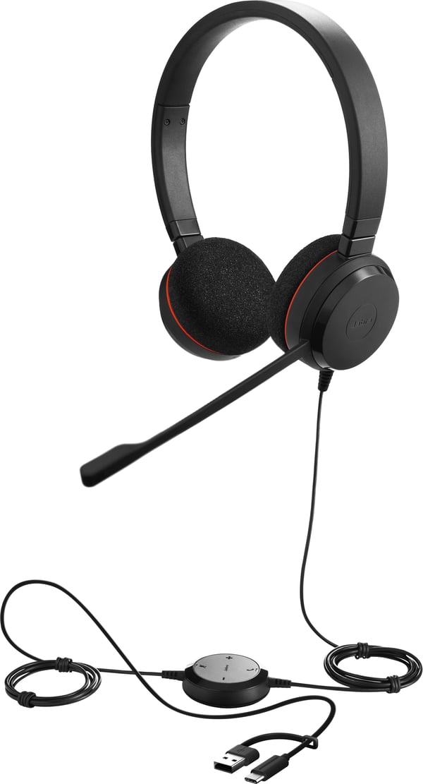 Jabra Evolve 20 SE headsetmikrofon, stereo, UC, USB-C/USB-A