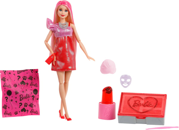 Barbie Party Unboxed Glam Series, modedocka, röd