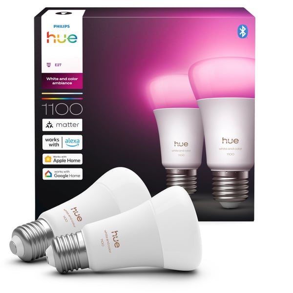 Philips Hue LED-smartlampa, White and color ambiance, E27, 1100 lm, 2-pack