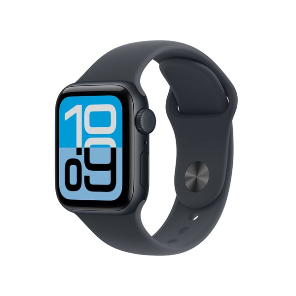Apple Watch SE 3 (GPS + Cellular) 40 mm midnatt aluminiumskal och midnatt sportarmband, S/M
