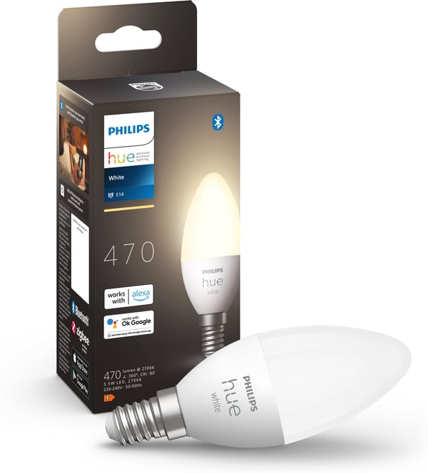 Philips Hue -LED-smartlampa, BT, White, E14, ljusstakeformad