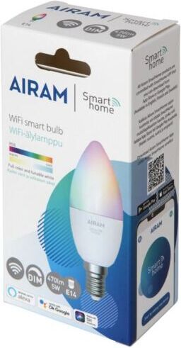 Airam SmartHome -lys lampe, E14, opal, 470 lm, RGBW, WiFi