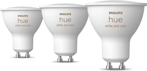 Philips Hue -LED-smartpære, BT, Hvid og farvet ambiance, GU10, 4,2 W, 3-pak