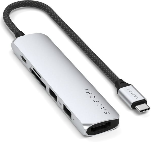 Satechi 6-i-1 USB-C Slim Multiport-adapter, silver