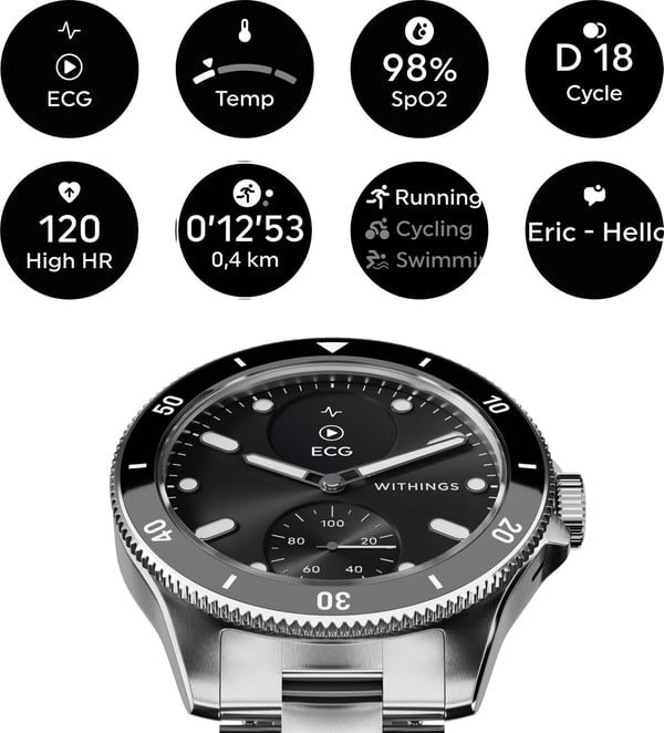 Withings Scanwatch Nova - smartklocka, 42 mm, svart