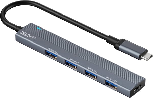 Deltaco USBC-HUB206 USB-C-hub, 4 porte