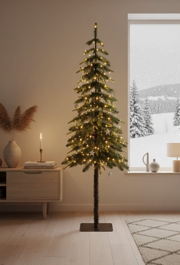 Lodge fat julgran med ljus, 155 cm