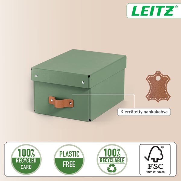 Leitz Puro förvaringslåda med lock, S-storlek, 7 l, 2 st, grön