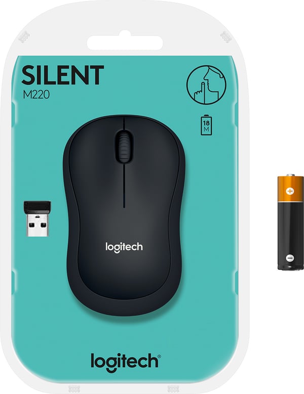 Logitech M220 Silent -mus, kolgrå