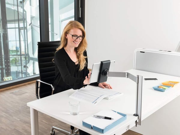 Durable -tabletthållare med bordsfäste, silver