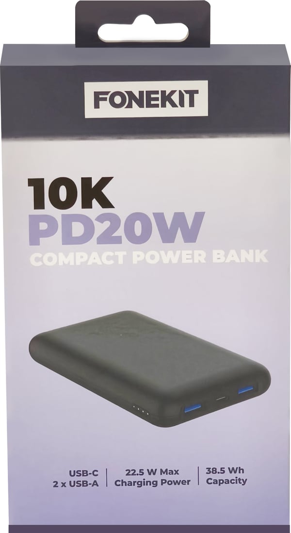 FoneKit Compact 10K PD20W -batteri, 10 000 mAh