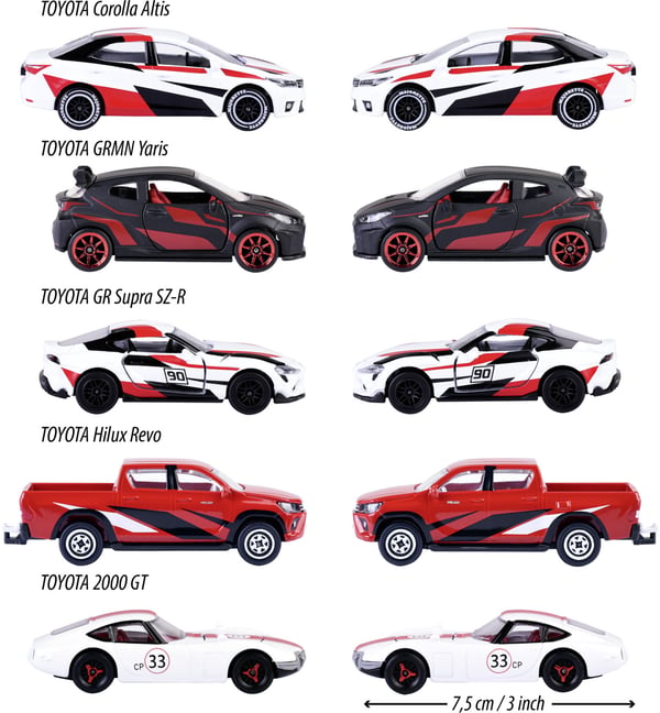 Majorette Toyota racer-biler, 5 stk, gavepakke