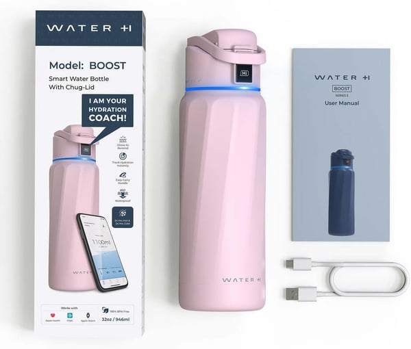 WaterH BOOST Chug Lid smart vandflaske, 946 ml, rosa