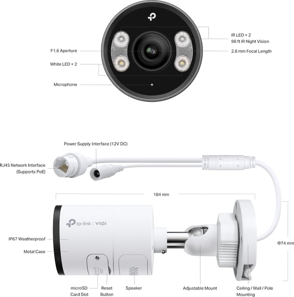 TP-Link InSight S345 övervakningskamera för utomhusbruk, 2,8 mm