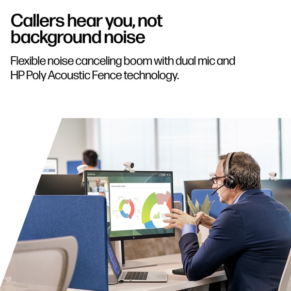 Poly Voyager 4320-M Bluetooth-headset med laddningsställ, Microsoft Teams-certifierad