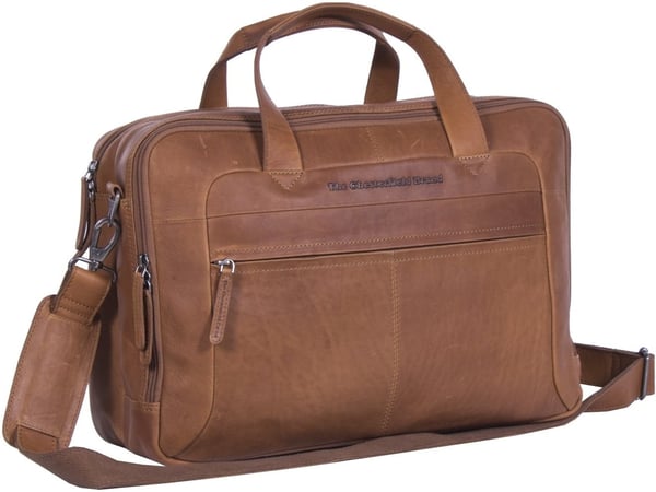 The Chesterfield Brand Ryan -computertaske til 17" bærbare computere, konjakk