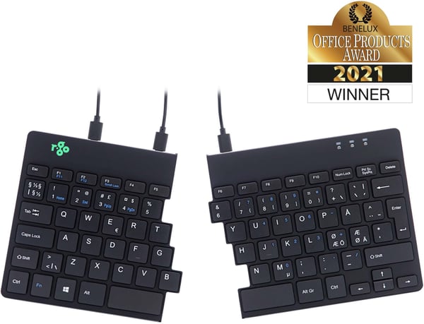 R-Go Split Break - tvådelad ergonomiskt tangentbord, svart