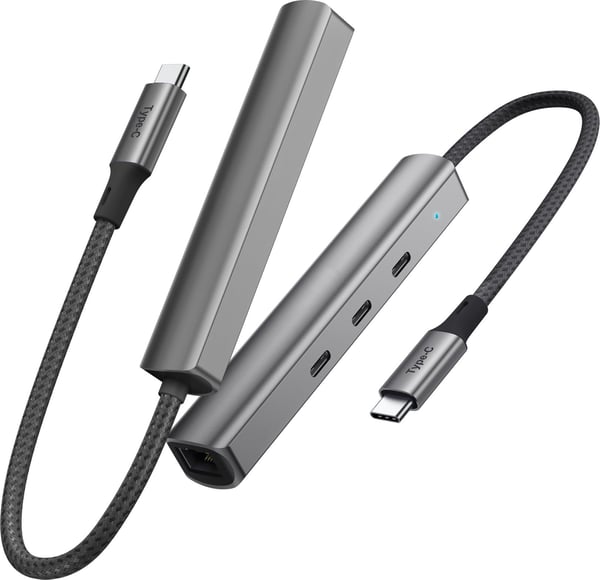 Bluecloud USB-C-USB-C -hub och gigabit ethernet -adapter