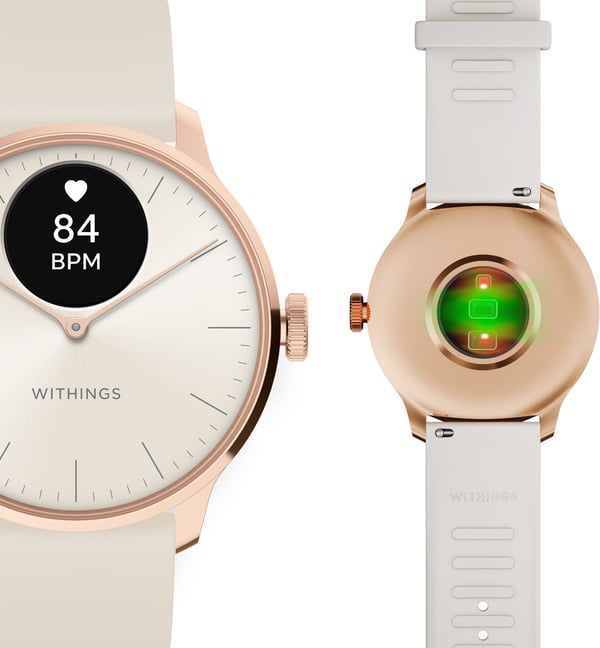 Withings Scanwatch Light smartwatch, 37 mm, hvid / rosaguld