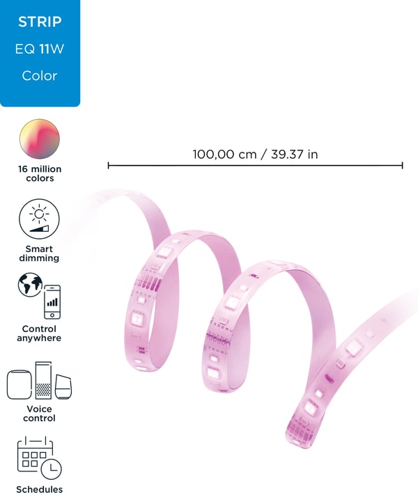 WiZ LED strip forlænger, 880 lm, 1 m, RGBW