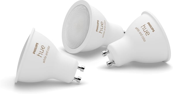 Philips Hue -LED-smartpære, BT, Hvid og farvet ambiance, GU10, 4,2 W, 3-pak