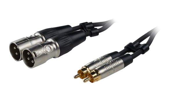 Fuj:tech 2 x RCA hane – 2 x XLR hane ljudkabel, 3 m, svart