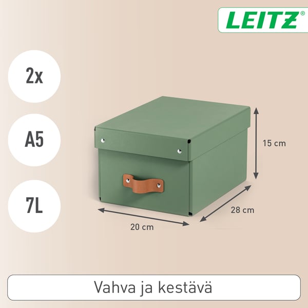 Leitz Puro förvaringslåda med lock, S-storlek, 7 l, 2 st, grön