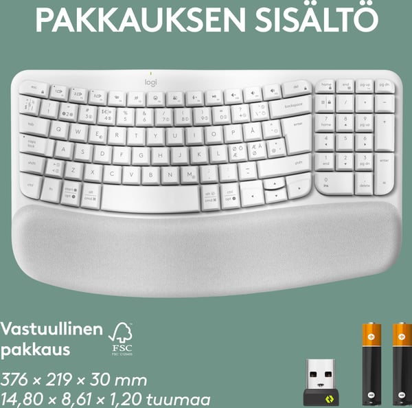 Logitech Wave Keys - trådløst tastatur, naturhvid