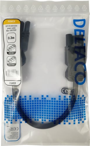 DELTACO GST18 hane - GST18 hona, jordad, 0,3m, svart