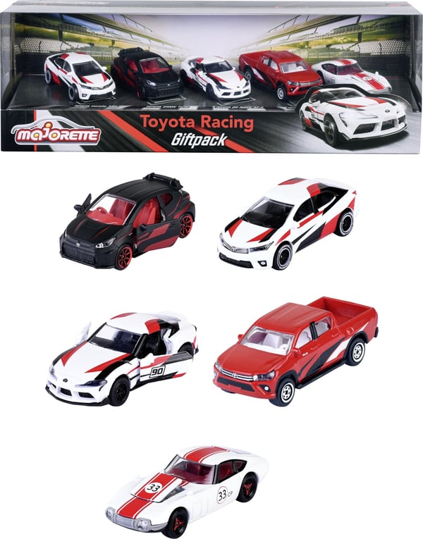 Majorette Toyota racer-biler, 5 stk, gavepakke