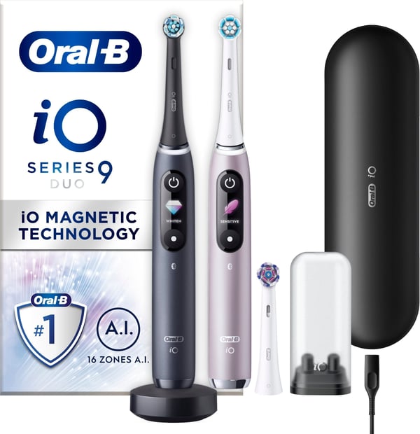 Oral-B iO Series 9 elektriske tandbørster, sort & rosé