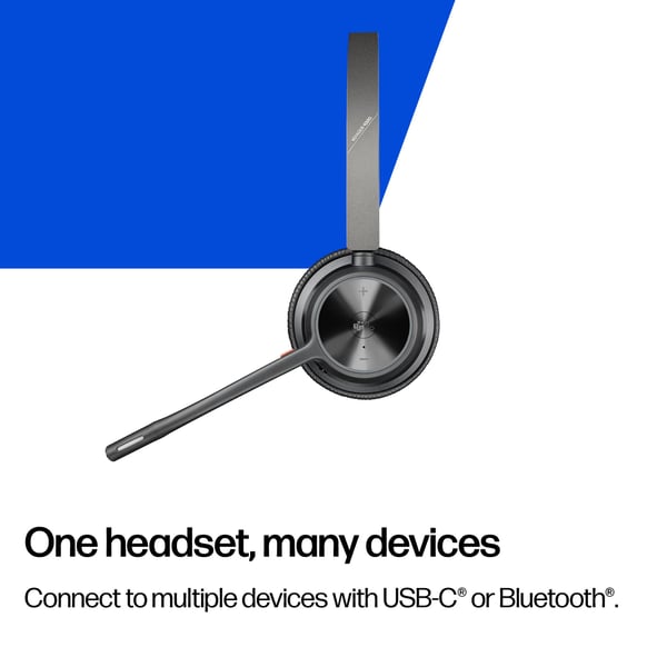 Poly Voyager 4320-M Bluetooth-headset med laddningsställ, Microsoft Teams-certifierad