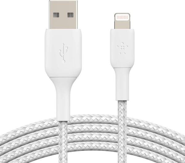 Belkin BOOST CHARGE™ Lightning - USB-A kabel flettet, 0,15m, hvid