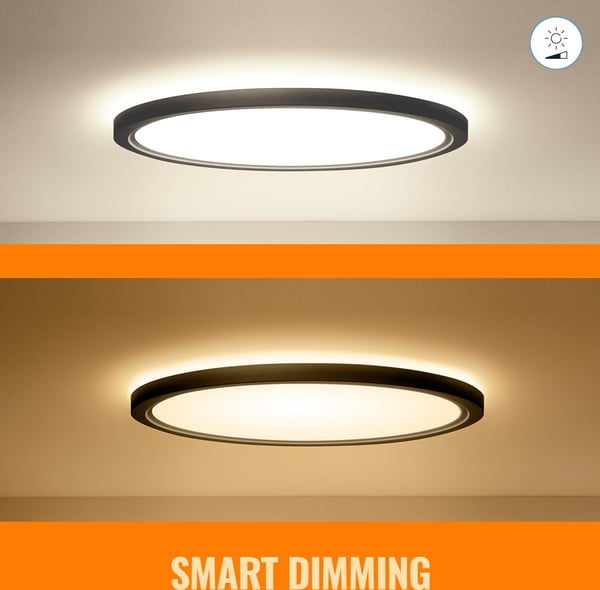 WiZ SuperSlim loftlampe, rund, sort, WiFi, 32 W, RGB, 2200-6500 K, 3750 lm