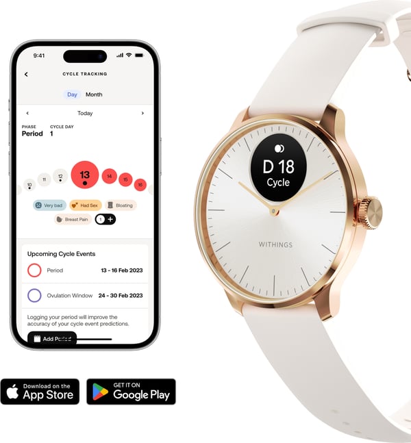 Withings Scanwatch Light smartwatch, 37 mm, hvid / rosaguld
