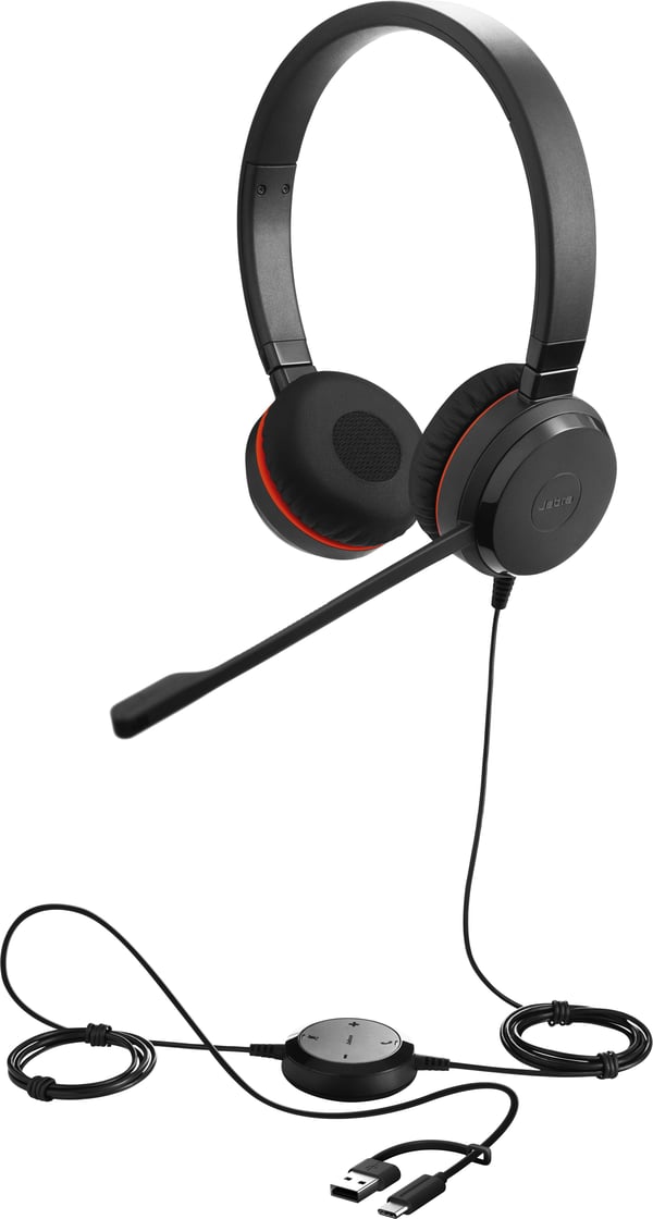 Jabra Evolve 30 II headset med mikrofon, stereo, MS, USB-C/USB-A