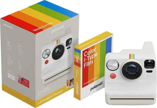 Polaroid Now Gen 3 direktkamera och färgfilm, 8 bilder, Pebble White