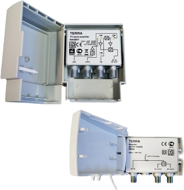 Terra MA080TKIT -antennforstærkersæt til VHF/UHF/FM-frekvenser
