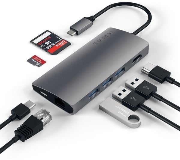 Satechi USB-C Multi-Port Adapter 4K Gigabit Ethernet V2 -adapter, space gray