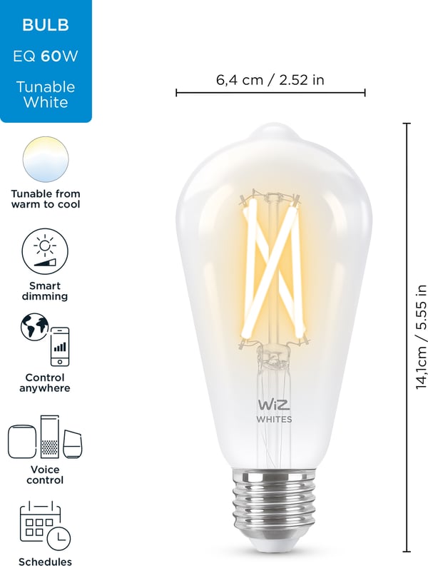 WiZ smartlampe, E27, Wi-Fi, 2700-6500 K