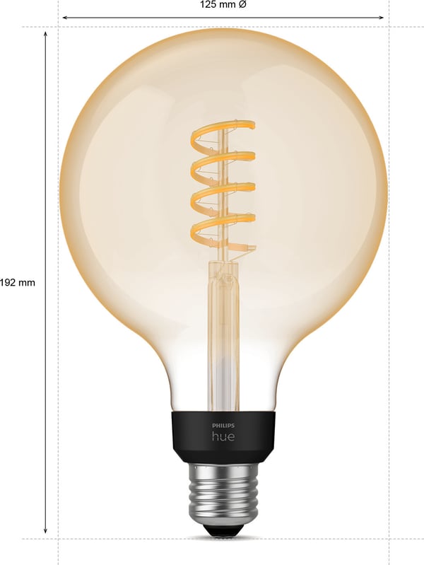 Philips Hue - filamentintelligent lampe, White ambiance, Filament Globe, E27, 9,5 cm