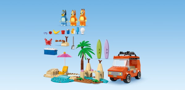 LEGO Bluey 11202 Blueys familjs bilutflykt till stranden