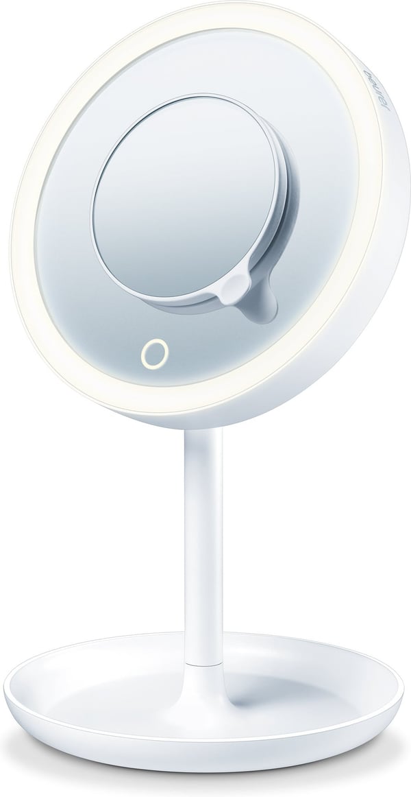 Beurer BS 45 makeup spejl, 17,5 cm, med LED-lys og forstørrelses spejl, batteridrevet
