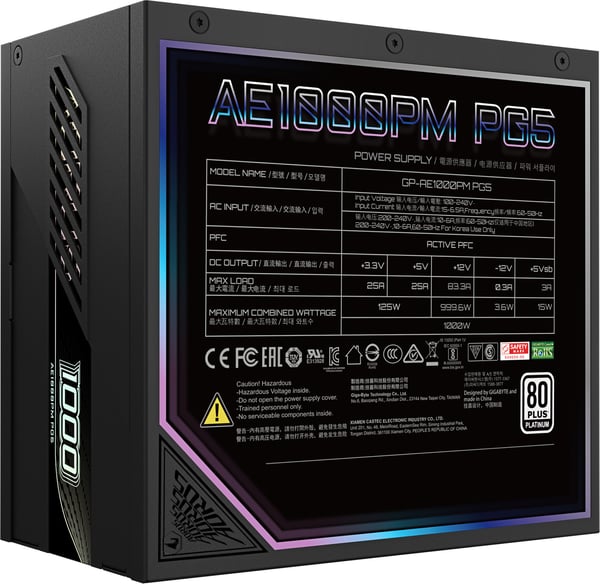 Gigabyte AORUS ELITE P1000W kraftkälla, svart