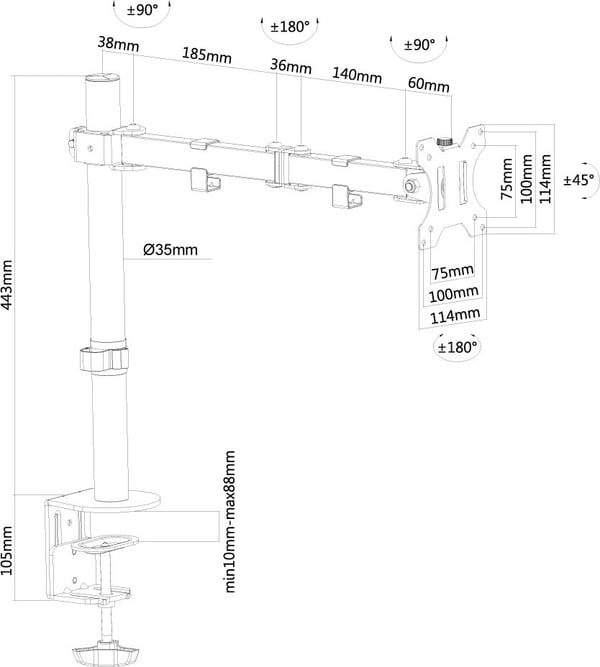 Neomounts FPMA-D550 monitorarm, 10-32 tum, svart