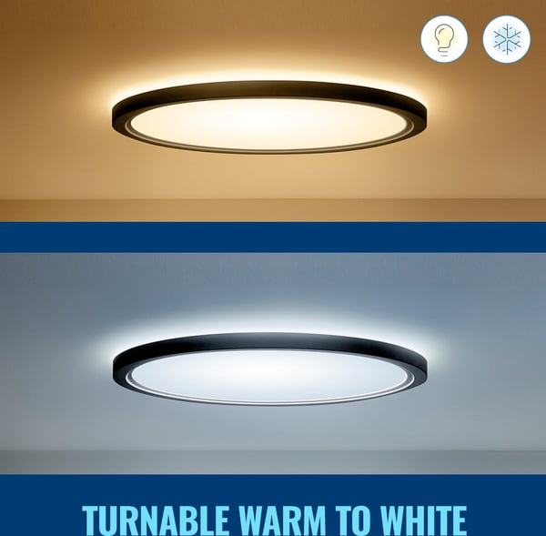 WiZ SuperSlim loftlampe, rund, sort, WiFi, 32 W, RGB, 2200-6500 K, 3750 lm