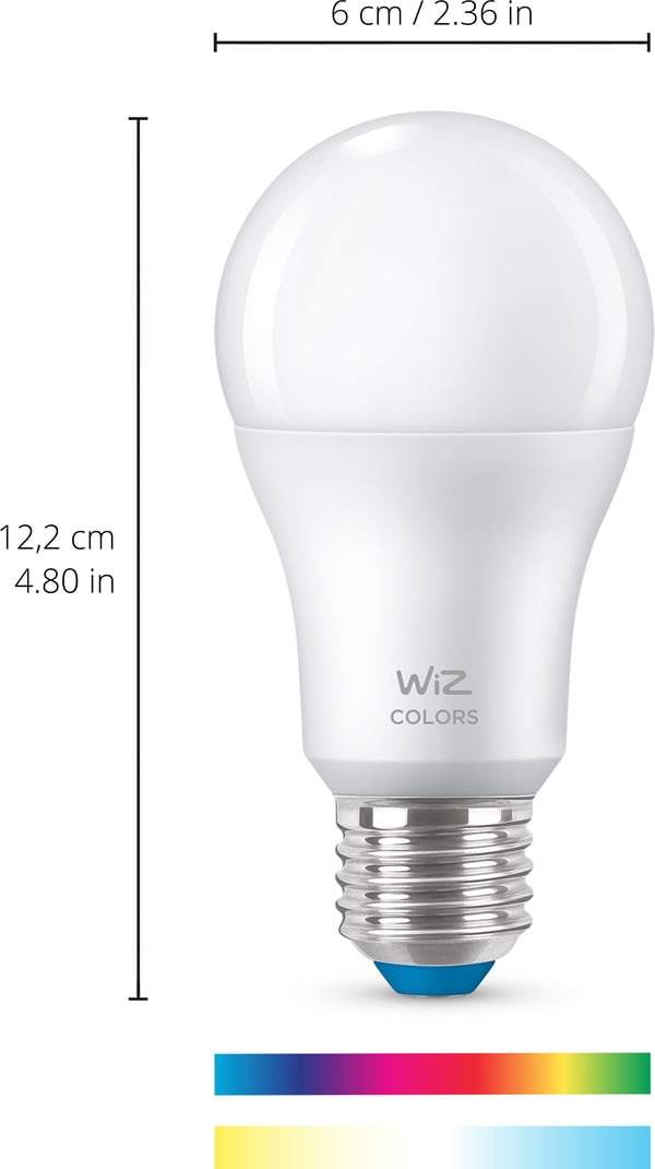 WiZ smartlampe, E27, A60, RGB, Wi-Fi, 2200-6500 K, 806 lm, mat, 3 stk.