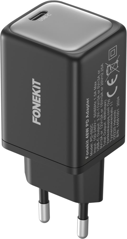 FoneKit GaN PD 45W nätadapter, USB-C, svart