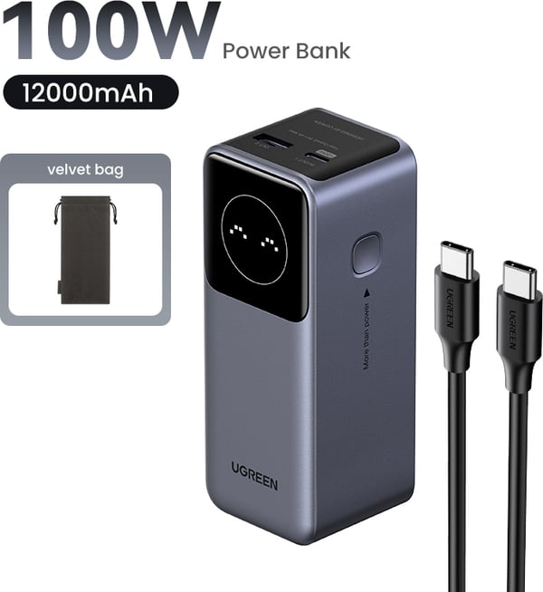 UGREEN Nexode 12000 mAh Power Bank -strømforsyning, 100W