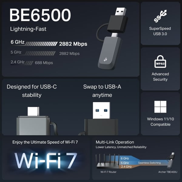 TP-LINK Archer TBE400U Wi-Fi 7 mini USB-adapter